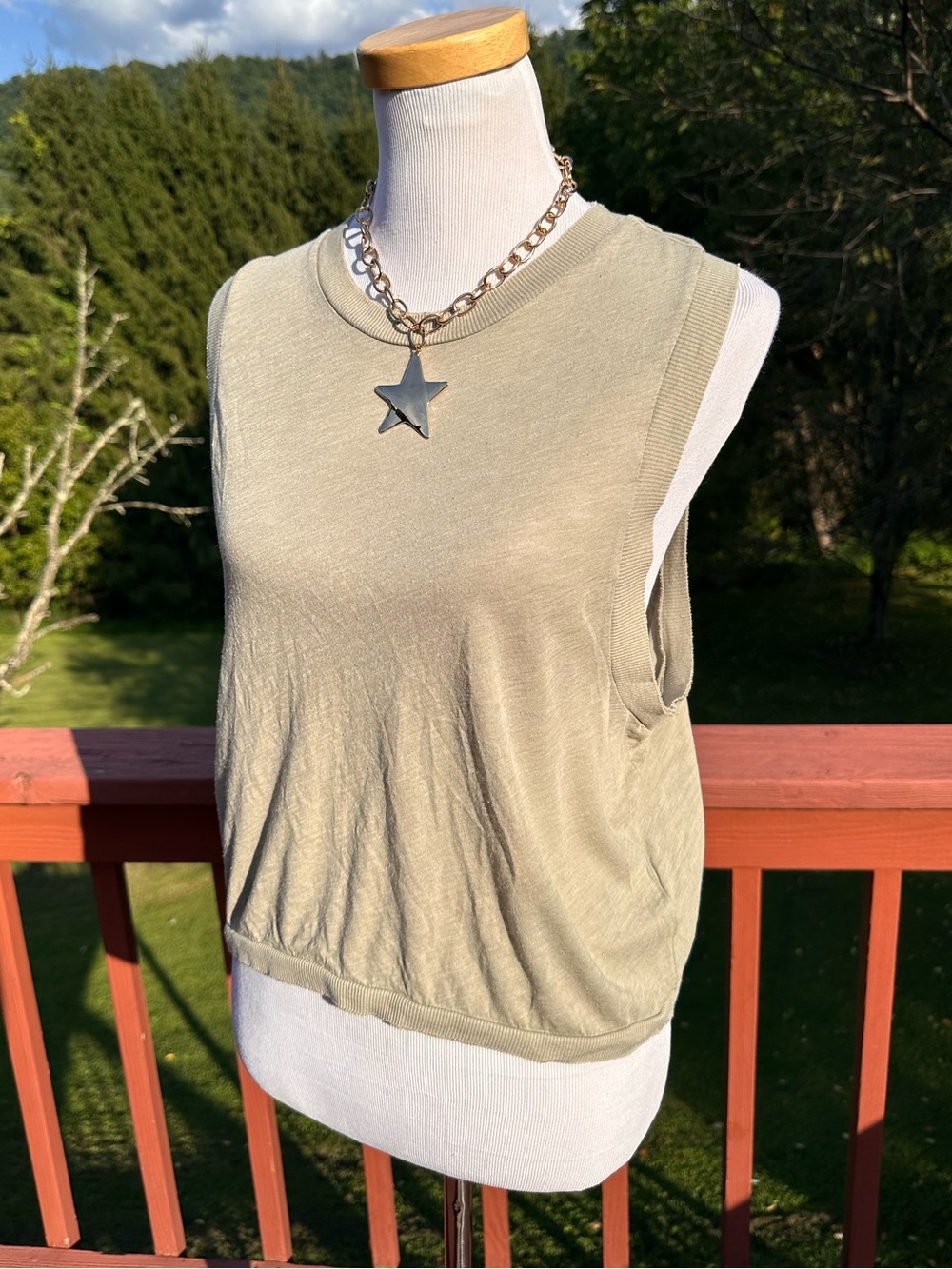 Free People Movement Sleeveless Muscle Tee in Sage Green